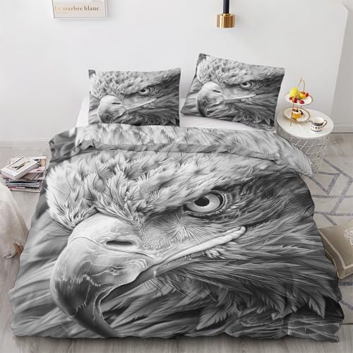 ZaopVrynx Bettwäsche 155x220 Adler Bettbezug für Erwachsene, Warm Weich Wendebettwäsche Wanderfalke Vogel Bettwäsche-Set 3 Teilig Deckenbezug mit Reißverschluss 2 Kissenbezügen von ZaopVrynx