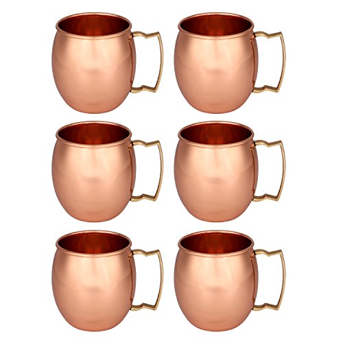 Zap Impex ® Kupfer Moscow Mule handgefertigt Reines Kupfer Ebene Moscow Mule Becher Set von 6 von Zap Impex