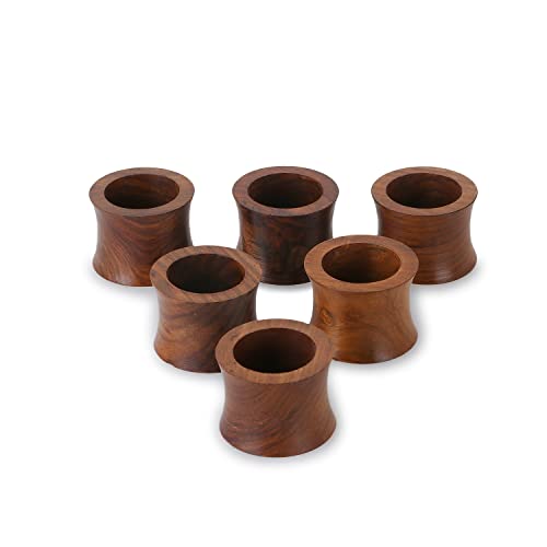 Handgefertigtes Serviettenring-Set aus Holz – Serviettenhalter für die Dekoration des Esstisches (12, Gebogen) von Zap Impex