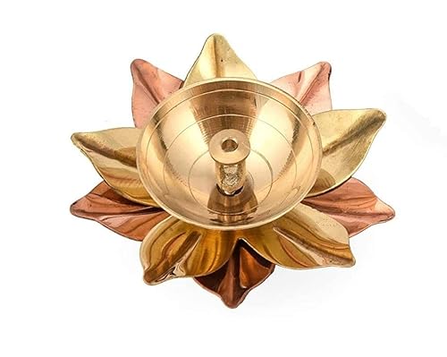 Messing Öllampe Messing Deep Diya Indische Öllampe Diwali Puja Lampe Akhand Lotus Diya (1) von Zap Impex