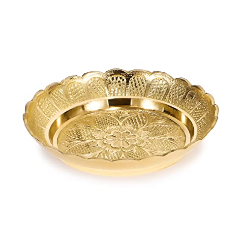Pooja Messingteller-Set (Durchmesser – 12,7 cm) – Puja Arti/Aarti Thali für Home Mandir | Tempel | Diwali-Dekoration | Hochzeit | Wohnkultur von Zap Impex
