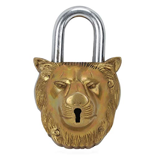 Zap Impex ® Handgemachte Messing Künstlerische Vorhängeschloss Schloss mit einem Löwengesicht von Zap Impex