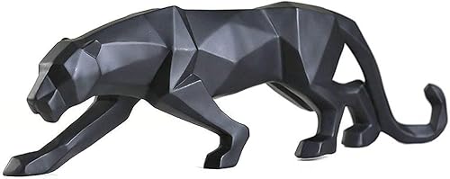 Zap Impex Abstrakte Schwarze Leoparden-Skulptur, handgeschnitztes Tierharz, Moderne Heimdekoration, Tierstatue, Kunsthandwerk von Zap Impex