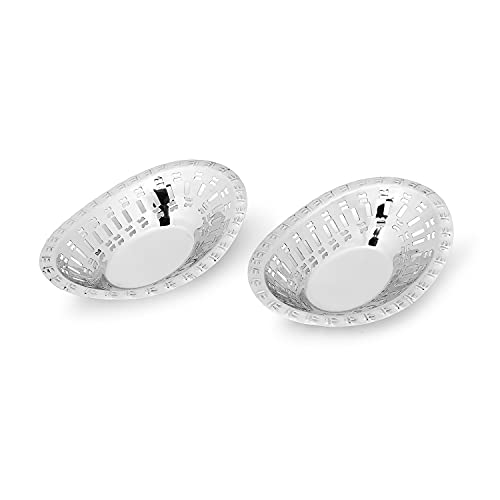 Zap Impex Edelstahl Modernes und stilvolles Ovalform Brot Servierkorb 2er-Set von Zap Impex