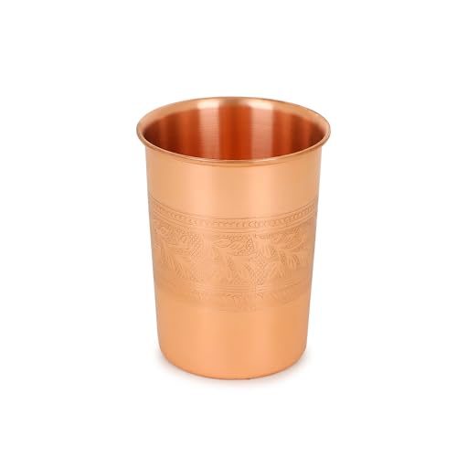 Zap Impex Kupfer-Wasserglas, Kupfer-Wasserbecher, Ayurveda-Kupfer-geprägtes Glas (Geprägt 1 Stk) von Zap Impex