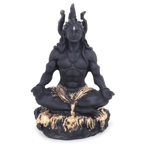 Zap Impex Majestätisches schwarz-goldenes Shiva-Idol – Meditierendes Mahadev-Murti für Zuhause, Büro und Puja – Hinduistische Shiva-Statue für spirituelle Dekoration von Zap Impex