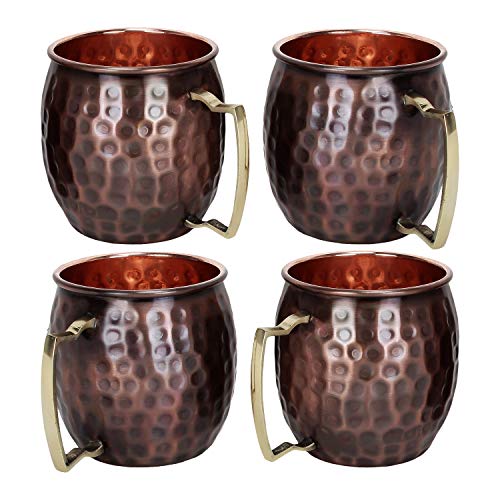 Zap Impex Moscow Mule Becher, Kupferbecher, antik, ideal für jedes gekühlte Getränk, um zu unterhalten und in der Bar oder zu Hause zu Sein, tolles Bar-Geschenkset mit 4 Stück von Zap Impex