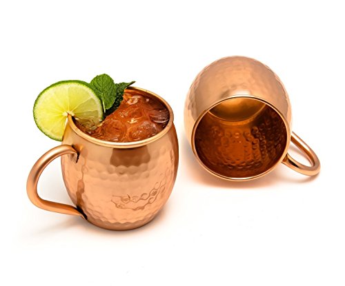 Zap Impex Moscow Mule Kupferbecher – 2er-Set – 100% handgefertigte, lebensmittelechte Becher aus reinem massivem Kupferfass – 16 oz hochwertiges Cocktail-Kupferglas von Zap Impex