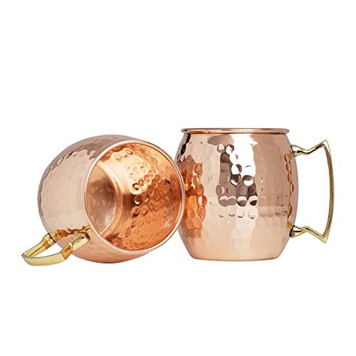 Zap Impex Moscow Mule Kupferbecher – 2er-Set – 100% handgefertigte Becher aus reinem massivem Kupfer in Lebensmittelqualität – 16 oz hochwertiges Cocktail-Kupferglas von Zap Impex