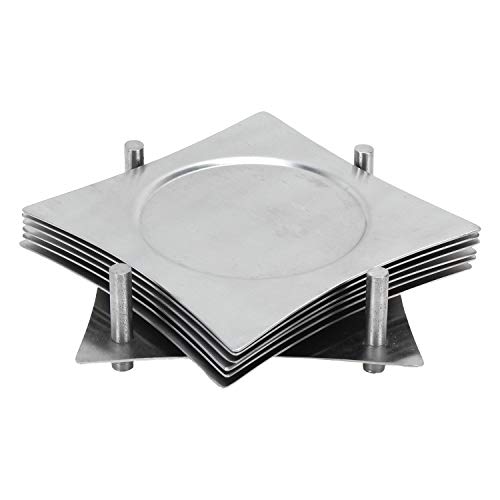 Zap Impex Quadratische Untersetzer Set - 6 Stücke mit Halter Edelstahl Edelstahl Untersetzer zu verhindern Flecken und Kratzer durch Säfte, Getränke, Gläser, Bar Getränke, Tassen, Kaffeetassen von Zap Impex