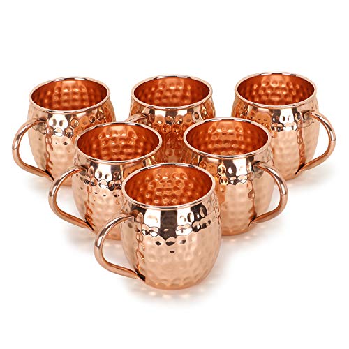 Zap Impex Moscow Mule Kupferbecher – Set mit 6 Stück – 100% handgefertigte, lebensmittelechte Becher aus reinem massivem Kupferfass – 16 oz hochwertiges Cocktail-Kupferglas von Zap Impex