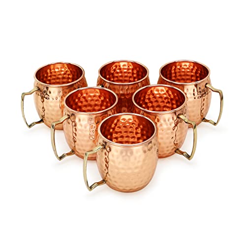 Zap impex Moscow Mule Kupferbecher – Set mit 6 – 100% handgefertigte Becher aus reinem massivem Kupfer in Lebensmittelqualität – 16 oz hochwertiges Cocktail-Kupferglas von Zap Impex