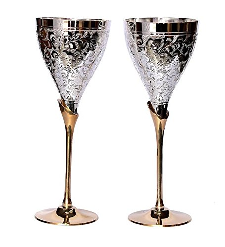 Zap Impex Schöne Messing versilbert Celebration Kelche 2er Set mit rot Samt-Box (9 "Höhe) von Zap Impex