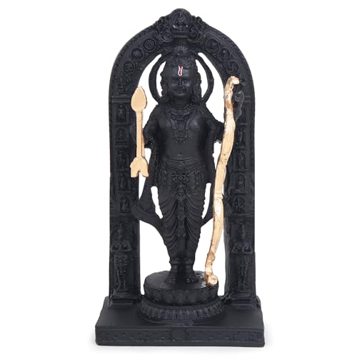 Zap Impex Shree Ram Lalla Idol im Ayodhya-Tempel, Ramlalla-Statue für Pooja, Farbe Schwarz & Gold, 15 cm von Zap Impex