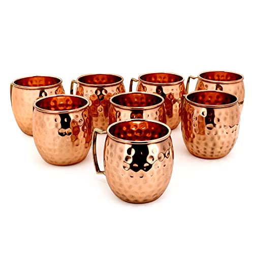 Zap Impex Moscow Mule Kupferbecher – Set mit 8 – 100% handgefertigten Bechern aus reinem massivem Kupfer in Lebensmittelqualität – 16 oz hochwertiges Cocktail-Kupferglas von Zap Impex
