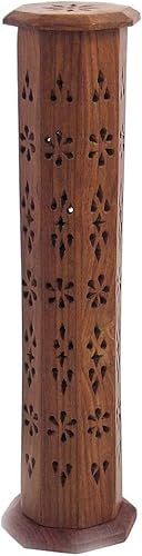 Zap impex Räucherstäbchenhalter aus Holz Brenner | Handgeschnitzt | Aschefängerturm | 12 Zoll | Raumdüfte | Aromatherapie Meditation Pooja Yoga | Heimzubehör von Zap Impex