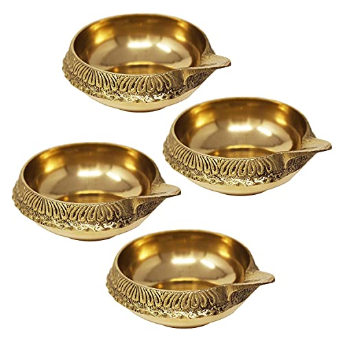 Zap impex Traditionelle Messing Öllampe Messing Deep Diya Indische Öllampe Diwali Puja Lampe Kuber Diya (4) von Zap Impex