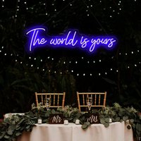 The World Is Yours Neon Schild Custom Lichtschild Led Pink Light Home Room Wanddekoration von ZapZin