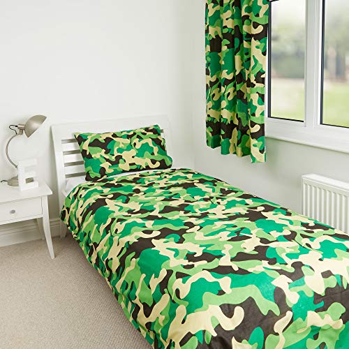 Zappi Co Grün Camo Camouflage Kinder Jungen Mädchen Schlafzimmer Bettbezug Bettwäsche Sortiment (Einzelbettbezug) von Zappi Co