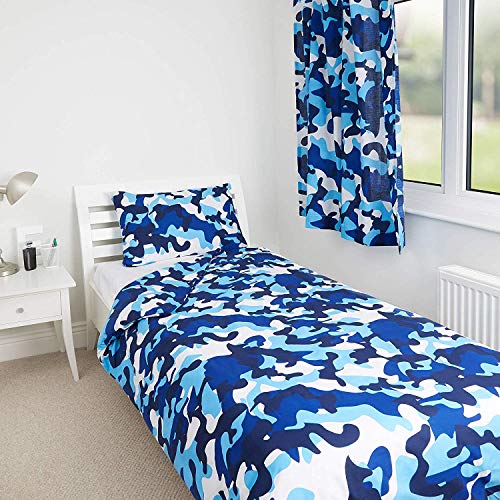 Zappi Co Blue Camo Camouflage Design Kinder Jungen Mädchen Schlafzimmer Bettbezug Bettwäsche-Sortiment - Jedes Element separat erhältlich (135 x 200 cm) von Zappi Co