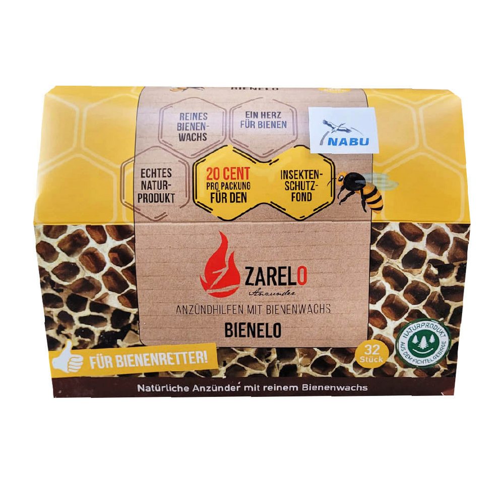 Zarelo Grillanzünder Zarelo Bienelo Bio Kamin-Anzünder mit Bienenwachs Offen-Grill Feueranz Zarelo Grillanzünder Zarelo Bienelo Bio Kamin-Anzünder mit Bienenwachs Offen-Grill Feueranz von Zarelo