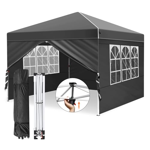 Zarfmiya 3x3m Faltpavillon Pavillon | Wasserdicht & robust | UV-Schutz 50+ | Einfacher Aufbau mit Pop-Up-Klicksystem | Vielseitiges Outdoor-/Partyzelt inkl. Rolltasche-Schwarz von Zarfmiya