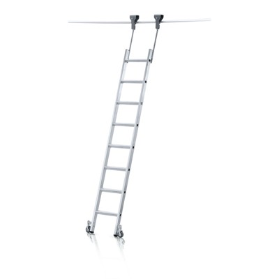Regalleiter, 9 Stu., fahrbarer Leiterkopf, Einhängehöhe 2.560mm von Zarges