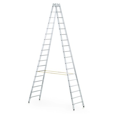 Stehleiter 2 x 12 Sprossen, Aluminium, beidseitig begehbar, H 3.460mm, B 710mm von Zarges