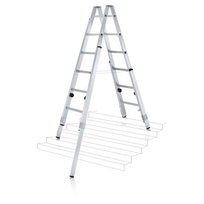 Stehleiter 2 x 8 Sprossen, Aluminium, beidseitig begehbar von Zarges