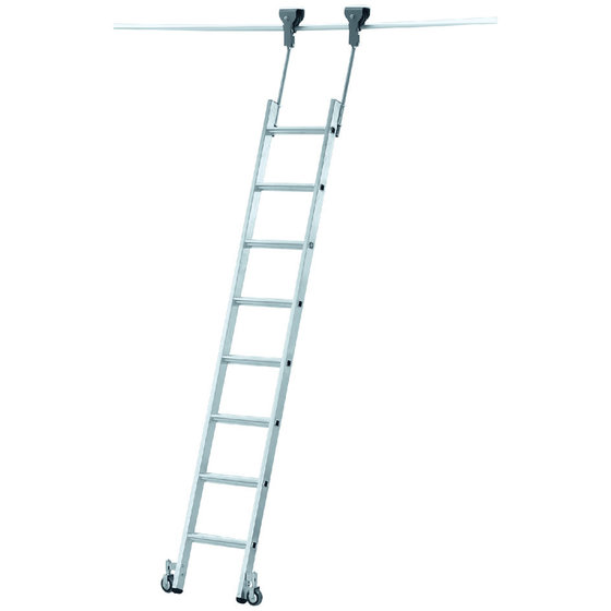 ZARGES - Regalleiter 12 Sprossen, fahrbarer Leiterkopf, Einhängehöhe 3880mm von Zarges