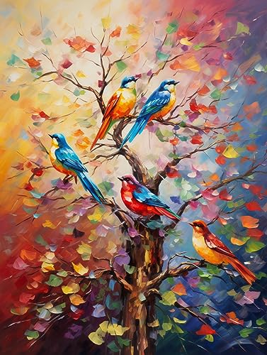 Zariocy 5D Diamond Painting Kits Bunte Vögel, DIY Malen mit Diamantkunst Ölgemälde Tiere Round Full Drill Crystal Diamond Stickerei Gemälde Kunsthandwerk für Home Office Wall Decor 30x40 cm von Zariocy