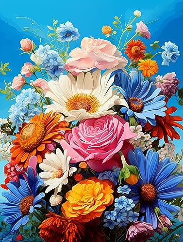 Zariocy 5D Diamond Painting Kits Frische Blumen, DIY Malen mit Diamantkunst Pflanzen Round Full Drill Crystal Diamond Stickerei Gemälde Kunsthandwerk für Home Office Wall Decor 30x40 cm von Zariocy