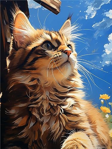 Zariocy 5D Diamond Painting Kits Katze, DIY Malen mit Diamantkunst Tier Round Full Drill Crystal Diamond Stickerei Gemälde Kunsthandwerk für Home Office Wall Decor 30x40 cm1 von Zariocy