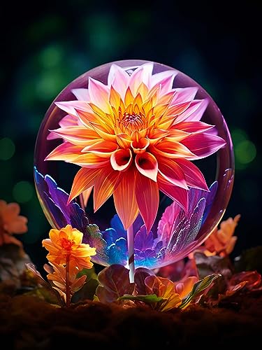 Zariocy 5D Diamond Painting Kits Kristallkugel, DIY Malen mit Diamantkunst Blume Round Full Drill Crystal Diamond Stickerei Gemälde Kunsthandwerk für Home Office Wall Decor 30x40 cm von Zariocy