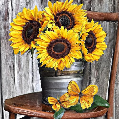 Zariocy 5D Diamond Painting Kits Sonnenblume, DIY Malen mit Diamantkunst Round Full Drill Crystal Diamond Stickerei Gemälde Kunsthandwerk für Home Office Wall Decor 30x30 cm-1 von Zariocy