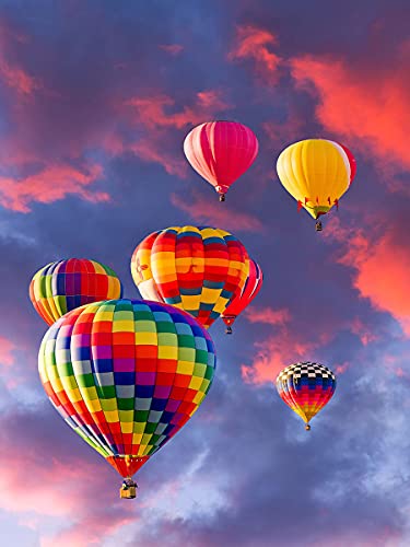 Zariocy 5D Diamond Painting Set Bunte Luftballons, Diamant Painting Bilder Sonnenuntergang Adult Runder Vollbohrer Diamant Stickerei Gemälde Kunsthandwerk Für Zuhause Wanddekoration 30x40 Cm von Zariocy