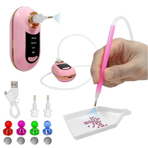 Zariocy Electric Diamond Painting Pen Kit mit Vakuumpumpe [Ergonomisch] – 2-in-1 Design mit 4 Diamond Locators, 2 Ersatzköpfen + Weiße Diamond Plate –DIY Kunstwerkzeug für Erwachsene & Anfänger von Zariocy
