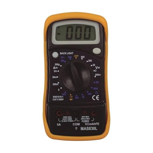 Zarivy Digitales Multimeter 1999 Zählen; 500 V AC/DC; 5 A DC; Ω; Dioden; Transistoren; Buzzer; beleuchtetes Display; D-H. Ideal für mehrere elektronische Anwendungen. von Zarivy