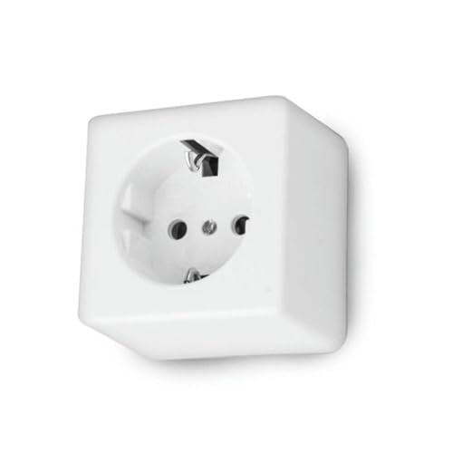 Quadratische 10/16 A Doppelsteckdose für elektrische Installationen, bietet eine sichere und effiziente Verbindung. von Zarivy