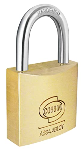 Vorhängeschloss aus Messing mit Standard-Bogen und gleichen Schlüsseln zur Sicherung von Gegenständen und zum Schutz von Gegenständen. von Zarivy