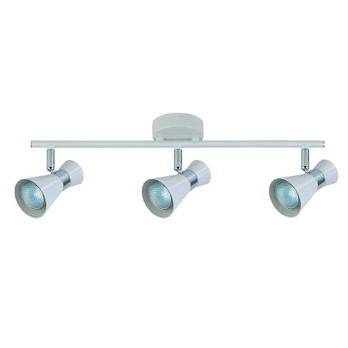 Weiße und chromfarbene Steckdosenleiste mit 3 x GU10, Maße 15 x 48,5 x 8,5 cm. Entworfen für: Innenbeleuchtung und Dekoration. von Zarivy