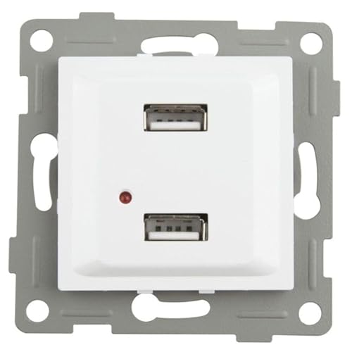Weißer Doppel-USB-Einbauspot, modernes Design, einfache Installation, ideal zum Aufladen von elektronischen Geräten zu Hause oder im Büro. von Zarivy