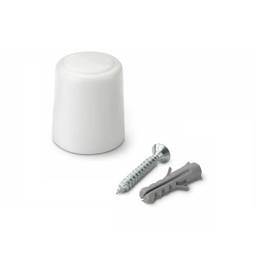 Weißer Türstopper mit Schraube, robustes Material, einfache Installation, verhindert Stöße und hält Türen offen. von Zarivy
