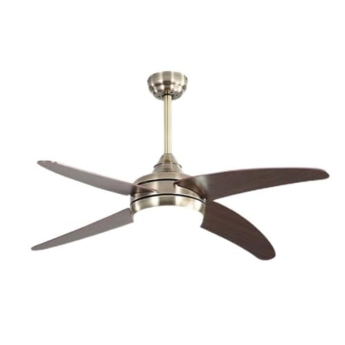 Zarivy 2 x E27 DC Klod Ventilator in elegantem Leder/Kirschbaum, mit 4 Flügeln und 6 Geschwindigkeiten. Inklusive Fernbedienung und Timer für Komfort und Stil in Ihrem Raum. von Zarivy