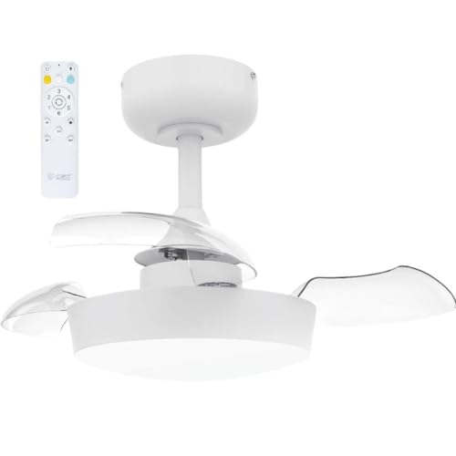 Zarivy Deckenventilator, 55 cm, einziehbare Flügel, Fernbedienung, DC-Motor, weiß, ideal für Kühlung und Dekoration im Innenbereich. von Zarivy