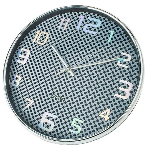 Zarivy Runde Uhr, 33 cm, Schwarz und Chrom, ideal für Dekoration und Zeitmessung zu Hause oder im Büro. von Zarivy