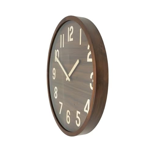 Zarivy Wanduhr aus dunklem Holz, 60 x 60 x 5 cm, mit kontinuierlicher Bewegung, ideal zum Dekorieren und verleiht jedem Raum einen eleganten Touch. von Zarivy