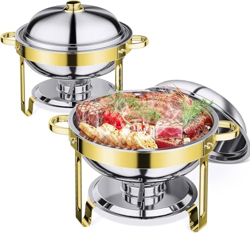 Zarler Edelstahl Chafing Dish Buffet Set, Warmhaltebehälter Essen 6L 2er Pack, Wärmebehälter Für Speisen aus rostfreiem Stahl, Buffetwärmer, Rund Warmhaltebehälter mit Deckel Zarler Edelstahl Chafing Dish Buffet Set, Warmhaltebehälter Essen 6L 2er Pack, Wärmebehälter Für Speisen aus rostfreiem Stahl, Buffetwärmer, Rund Warmhaltebehälter mit Deckel von Zarler