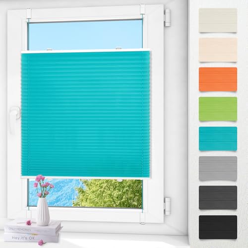 Plissee ohne Bohren klemmfix Türkis 80x130cm Plisseerollo mit Klemmträger Blickdicht easyfix Jalousie Rollo für Fenster und Tür Plissee ohne Bohren klemmfix Türkis 80x130cm Plisseerollo mit Klemmträger Blickdicht easyfix Jalousie Rollo für Fenster und Tür von Zarnan