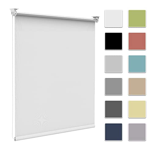 Rollo ohne Bohren Verdunkelung,Verdunklungsrollo ohne Bohren & mit Bohren Weiß 115x130cm(Stoffbreite 110cm) Thermo Fenster Rollos innen Klemmfix Hitzeschutz Sichtschutz Wandmontage,Deckenmontage von Zarnan